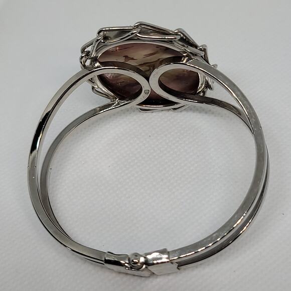 Silver Tone Bracelet LG Polished Authentic Stone Check Pictures Excellent Cond - Picture 6 of 10